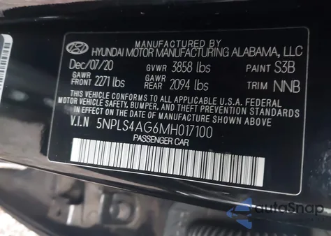 2021 Hyundai Elantra Sel из США, поврежденный, VIN 5NPLS4AG6MH017100